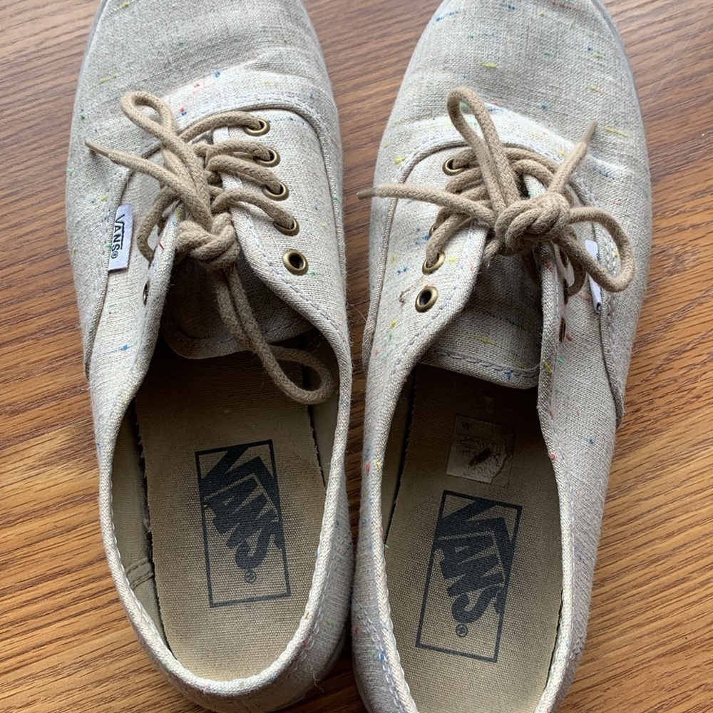 Vans Sneaker Shoe Women Size 7.5 Cream Casual Footwear Summer Indie Style - Picture 4 of 6